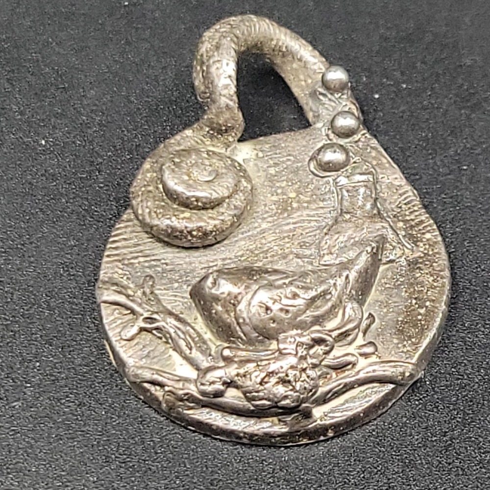 Marshall Fine Silver .999 Bird Nest Pendant Artisan 13g 1.25" Brutalist - Picture 6 of 6